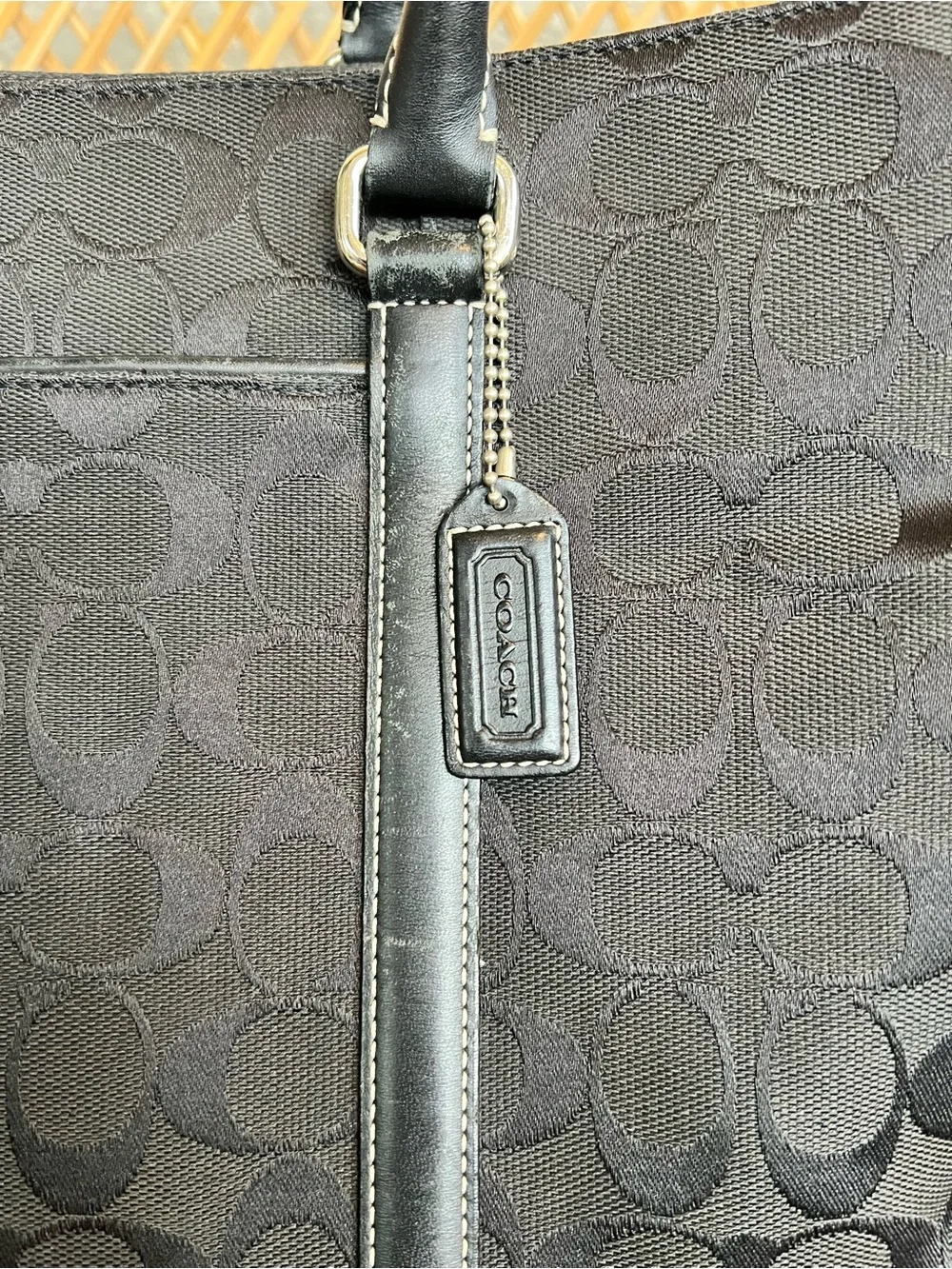 Coach Black Signature Canvas Bag 16”